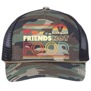 Friends Not Food. Retro Style Vegan Vegetarian Retro Rope Trucker Hat Cap