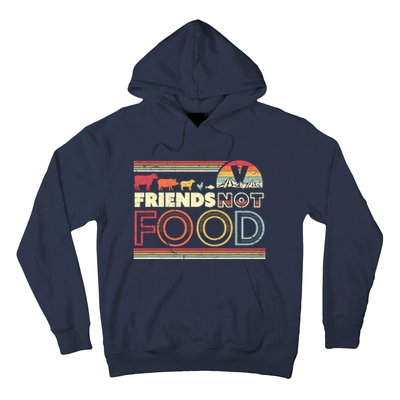 Friends Not Food. Retro Style Vegan Vegetarian Hoodie