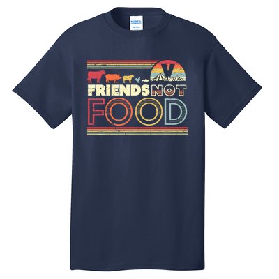 Friends Not Food. Retro Style Vegan Vegetarian Tall T-Shirt