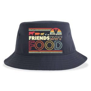 Friends Not Food. Retro Style Vegan Vegetarian Sustainable Bucket Hat