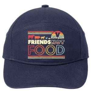 Friends Not Food. Retro Style Vegan Vegetarian 7-Panel Snapback Hat