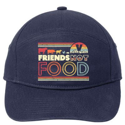 Friends Not Food. Retro Style Vegan Vegetarian 7-Panel Snapback Hat