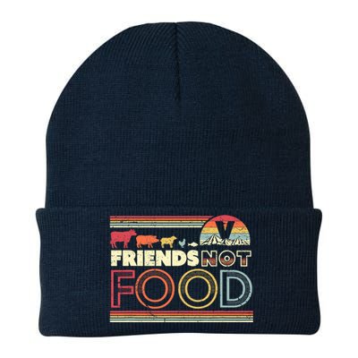 Friends Not Food. Retro Style Vegan Vegetarian Knit Cap Winter Beanie