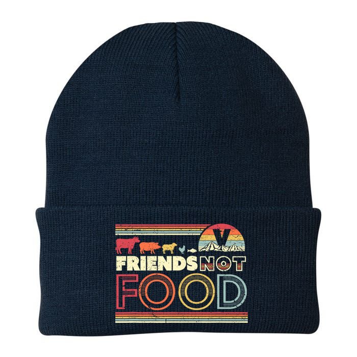 Friends Not Food. Retro Style Vegan Vegetarian Knit Cap Winter Beanie