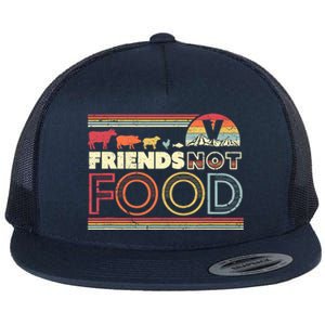 Friends Not Food. Retro Style Vegan Vegetarian Flat Bill Trucker Hat