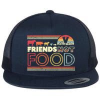 Friends Not Food. Retro Style Vegan Vegetarian Flat Bill Trucker Hat