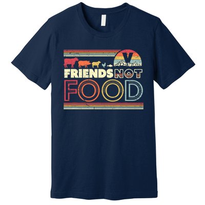 Friends Not Food. Retro Style Vegan Vegetarian Premium T-Shirt