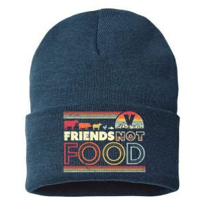 Friends Not Food. Retro Style Vegan Vegetarian Sustainable Knit Beanie