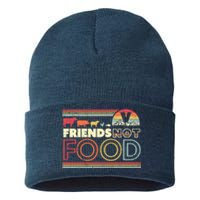 Friends Not Food. Retro Style Vegan Vegetarian Sustainable Knit Beanie