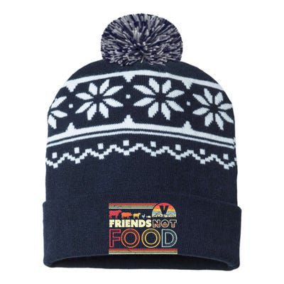 Friends Not Food. Retro Style Vegan Vegetarian USA-Made Snowflake Beanie