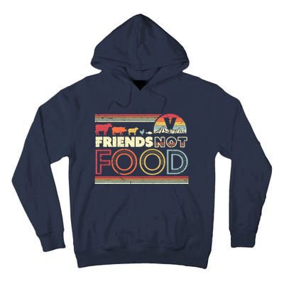 Friends Not Food. Retro Style Vegan Vegetarian Tall Hoodie