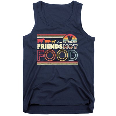 Friends Not Food. Retro Style Vegan Vegetarian Tank Top