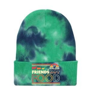 Friends Not Food. Retro Style Vegan Vegetarian Tie Dye 12in Knit Beanie