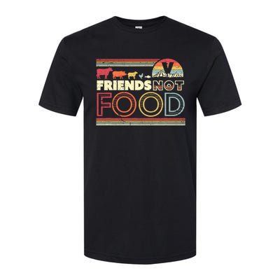 Friends Not Food. Retro Style Vegan Vegetarian Softstyle CVC T-Shirt