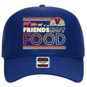 Friends Not Food. Retro Style Vegan Vegetarian High Crown Mesh Back Trucker Hat