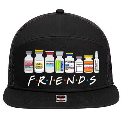 Funny Nurse Friends Icu Propofol Crna Icu Critical Care Funny Gift 7 Panel Mesh Trucker Snapback Hat