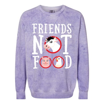 Friends Not Food Gift Vegan Animal Love Veganism Gift Colorblast Crewneck Sweatshirt