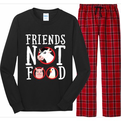 Friends Not Food Gift Vegan Animal Love Veganism Gift Long Sleeve Pajama Set