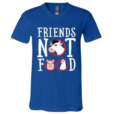 Friends Not Food Gift Vegan Animal Love Veganism Gift V-Neck T-Shirt