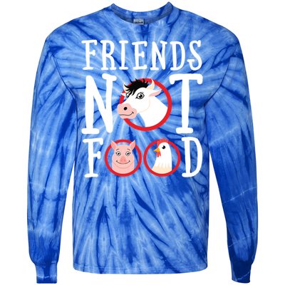 Friends Not Food Gift Vegan Animal Love Veganism Gift Tie-Dye Long Sleeve Shirt