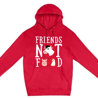 Friends Not Food Gift Vegan Animal Love Veganism Gift Premium Pullover Hoodie