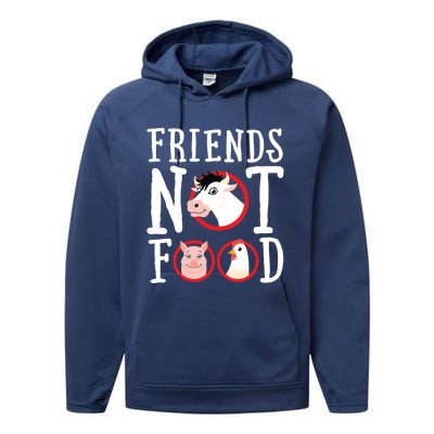 Friends Not Food Gift Vegan Animal Love Veganism Gift Performance Fleece Hoodie