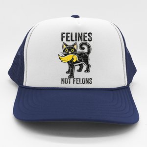 Felines Not Felons Anti Trump Cat Eating Trump Hair Trucker Hat