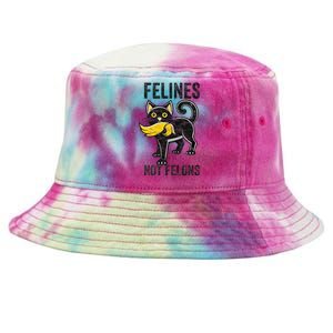 Felines Not Felons Anti Trump Cat Eating Trump Hair Tie-Dyed Bucket Hat