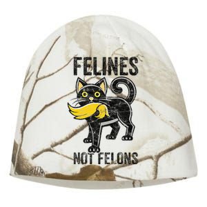 Felines Not Felons Anti Trump Cat Eating Trump Hair Kati - Camo Knit Beanie