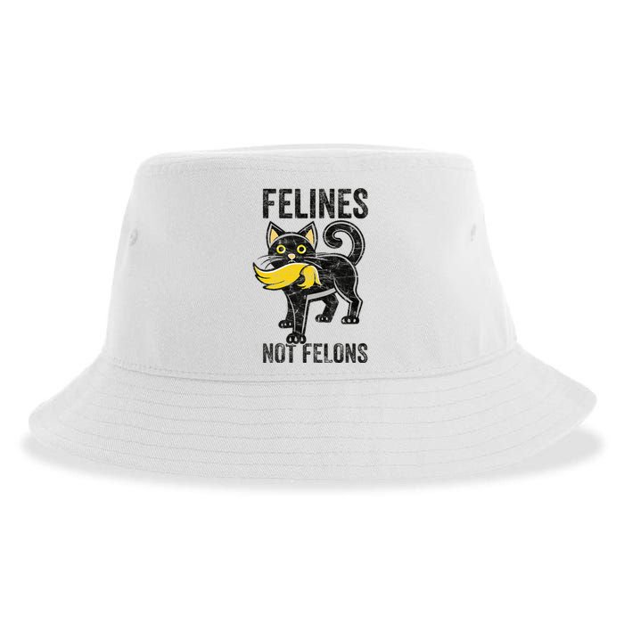 Felines Not Felons Anti Trump Cat Eating Trump Hair Sustainable Bucket Hat