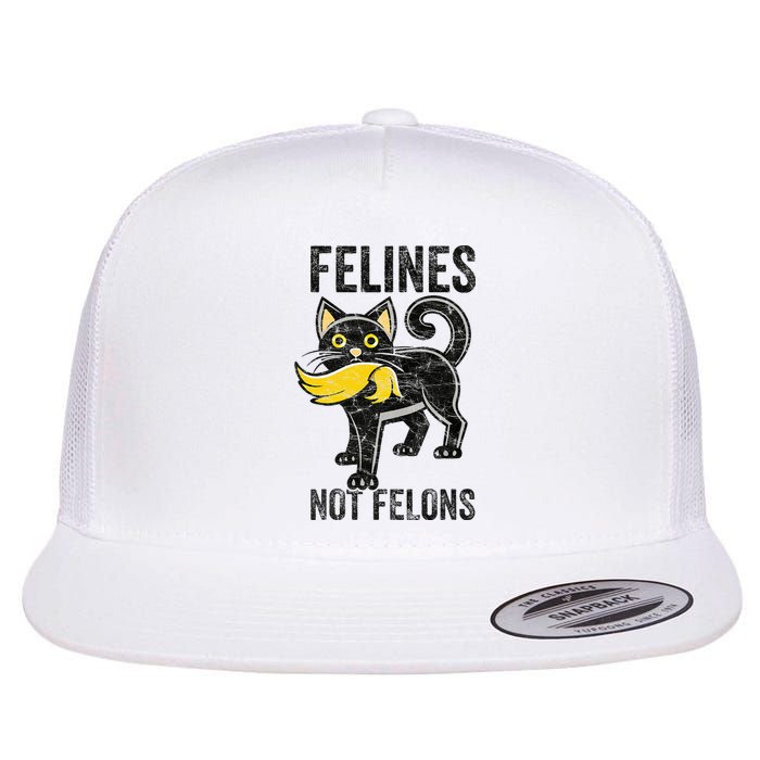 Felines Not Felons Anti Trump Cat Eating Trump Hair Flat Bill Trucker Hat