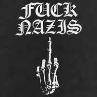 Fuck Nazis Funny Skeleton Hand Middle Finger 7 Panel Mesh Trucker Snapback Hat