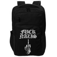 Fuck Nazis Funny Skeleton Hand Middle Finger Impact Tech Backpack
