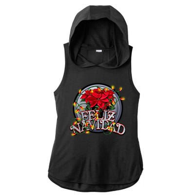 Feliz Navidad Ladies PosiCharge Tri-Blend Wicking Draft Hoodie Tank