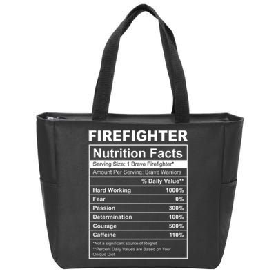 Firefighter Nutrition Facts Funny Zip Tote Bag