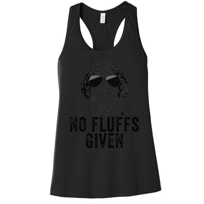 Funny No Fluffs Given Sheepadoodle Doodle Dog Mom Dad Women's Racerback Tank