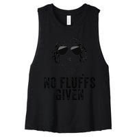 Funny No Fluffs Given Sheepadoodle Doodle Dog Mom Dad Women's Racerback Cropped Tank