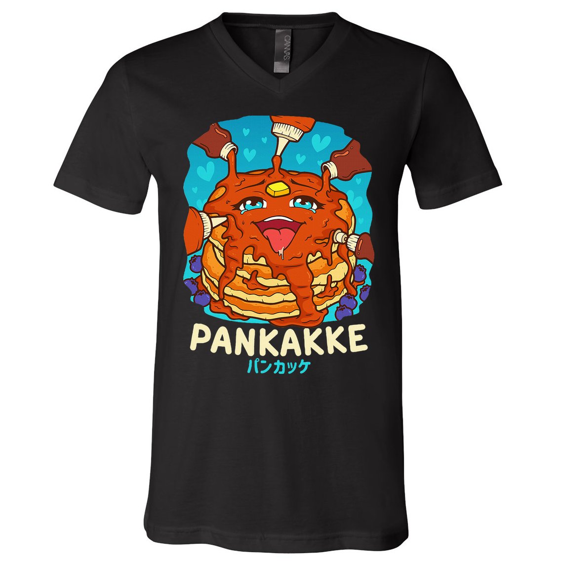 Funny Naughty Foodie Pun Kawaii Pankakke Japanese Pancake V-Neck T-Shirt