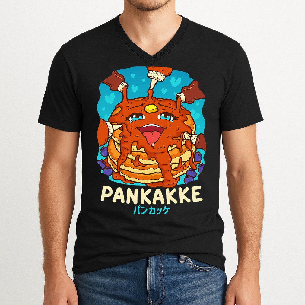 Funny Naughty Foodie Pun Kawaii Pankakke Japanese Pancake V-Neck T-Shirt