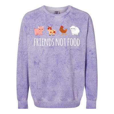 Friends Not Food Vegetarian Vegan Colorblast Crewneck Sweatshirt