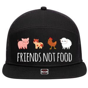 Friends Not Food Vegetarian Vegan 7 Panel Mesh Trucker Snapback Hat