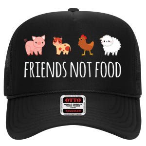 Friends Not Food Vegetarian Vegan High Crown Mesh Back Trucker Hat