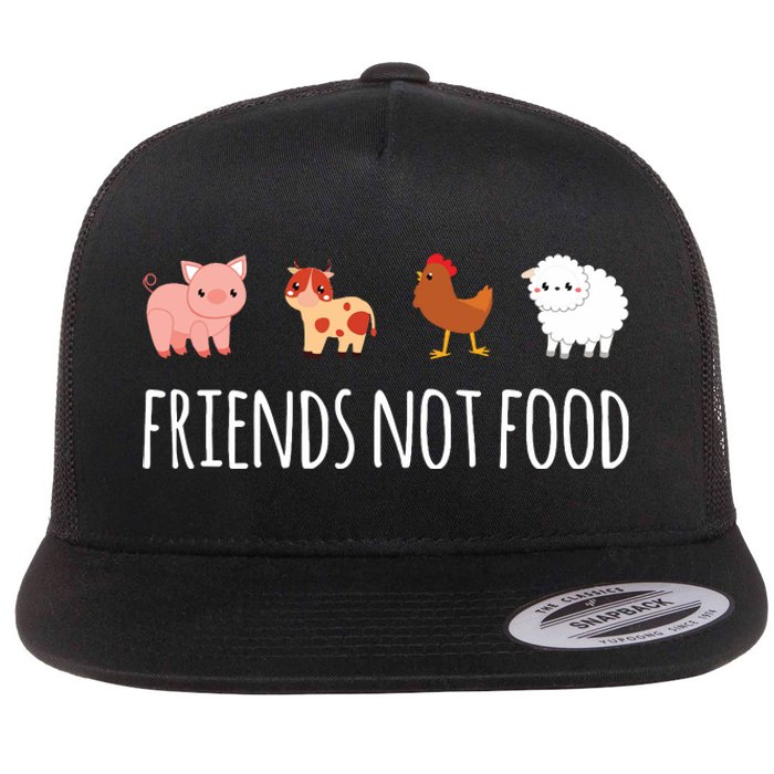 Friends Not Food Vegetarian Vegan Flat Bill Trucker Hat