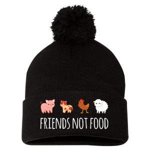 Friends Not Food Vegetarian Vegan Pom Pom 12in Knit Beanie