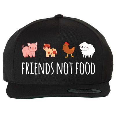 Friends Not Food Vegetarian Vegan Wool Snapback Cap