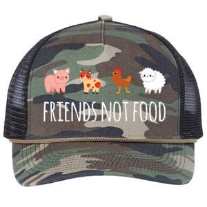 Friends Not Food Vegetarian Vegan Retro Rope Trucker Hat Cap