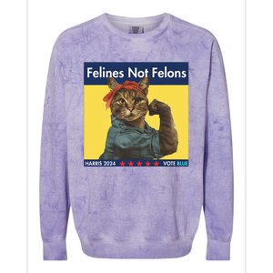 Felines Not Felons Childless Cat Lady Voting Kamala Harris Colorblast Crewneck Sweatshirt