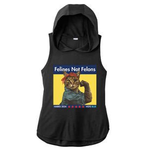 Felines Not Felons Childless Cat Lady Voting Kamala Harris Ladies PosiCharge Tri-Blend Wicking Draft Hoodie Tank