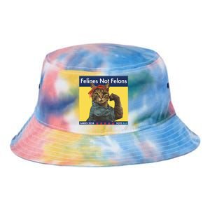 Felines Not Felons Childless Cat Lady Voting Kamala Harris Tie Dye Newport Bucket Hat