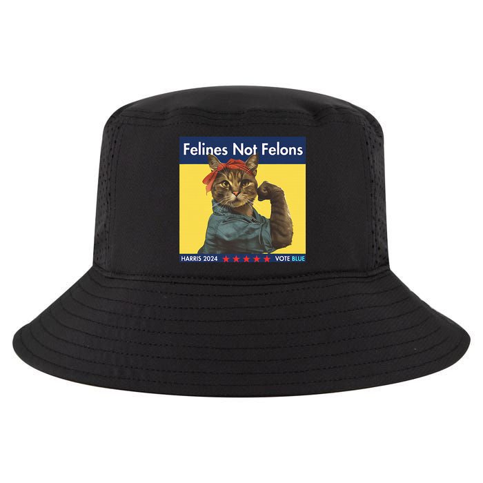 Felines Not Felons Childless Cat Lady Voting Kamala Harris Cool Comfort Performance Bucket Hat